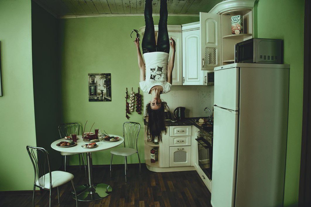 Woman Ceiling Kitchen