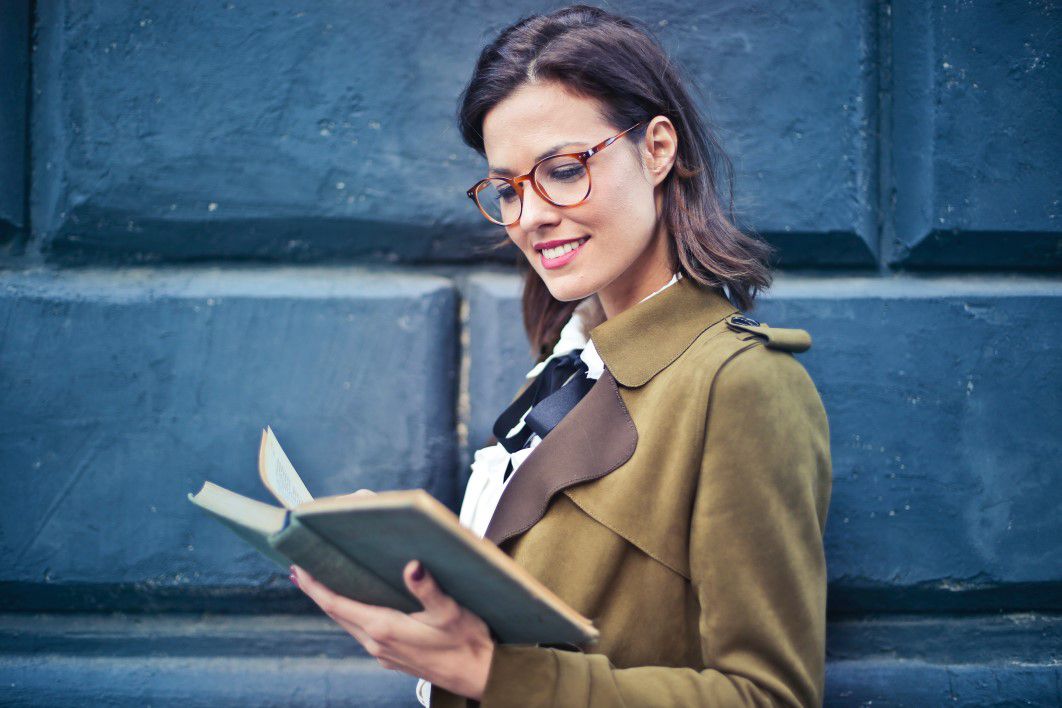 Woman Glasses Reading Book