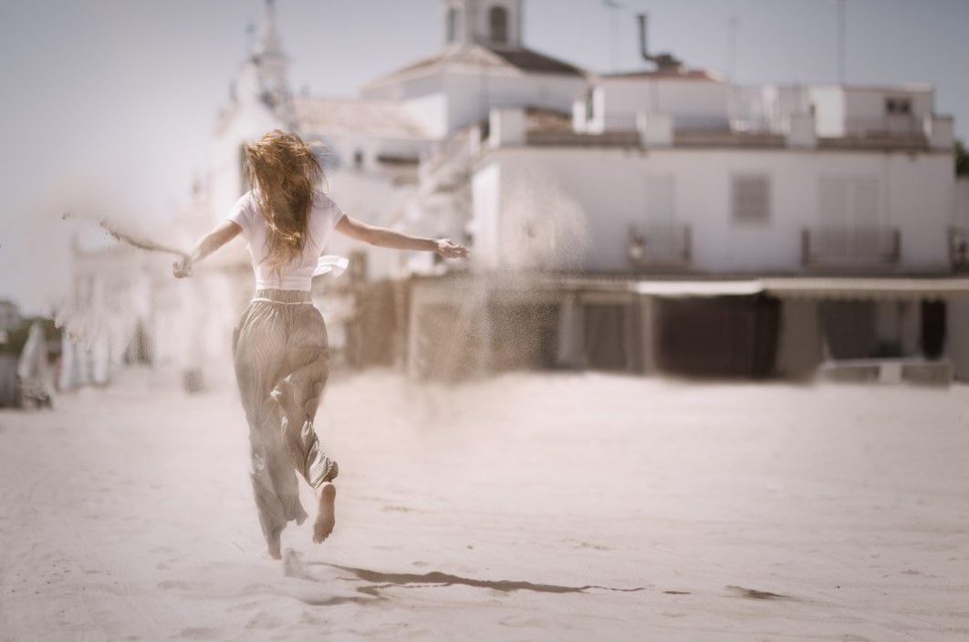 Woman Running Sand Beach