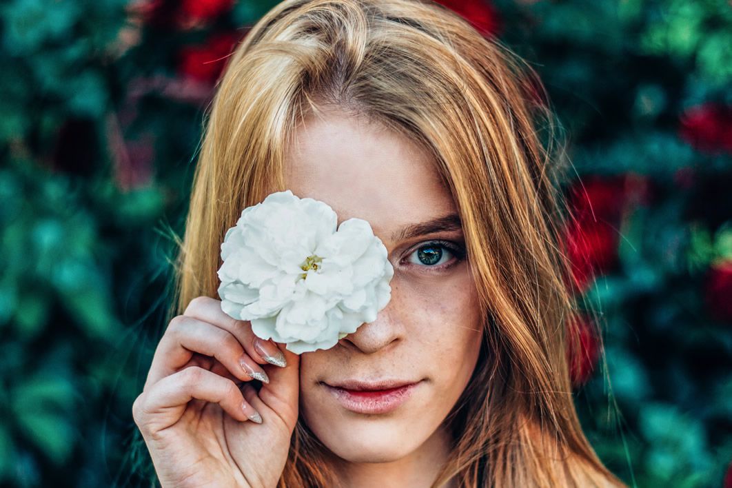 Beautiful Woman White Flower