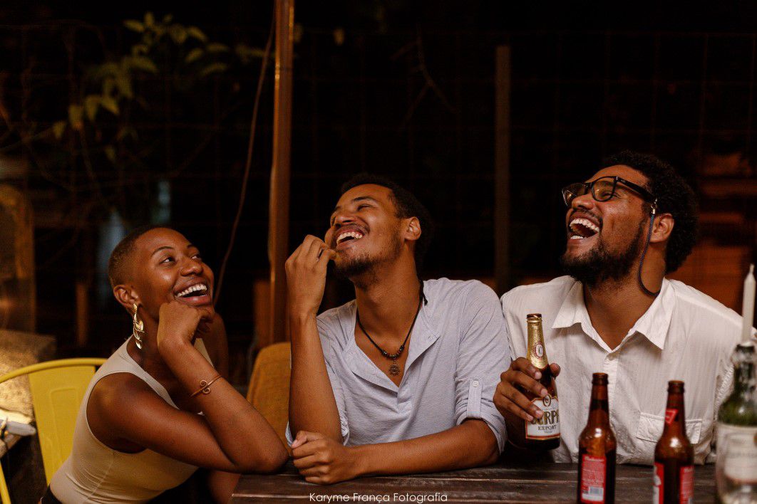 Friends Drinking Laughing
