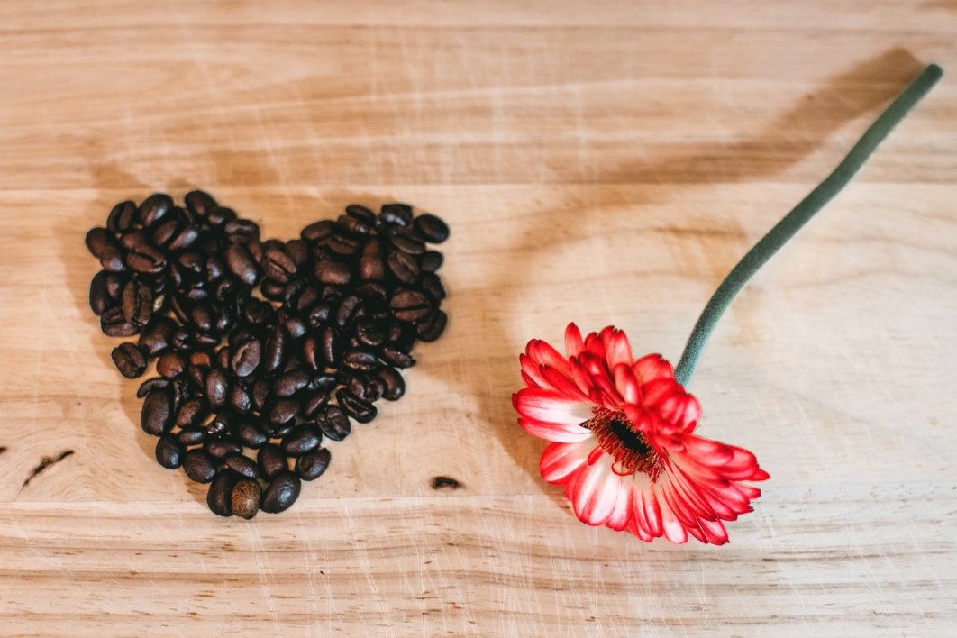 Coffee Loveheart Red Flower