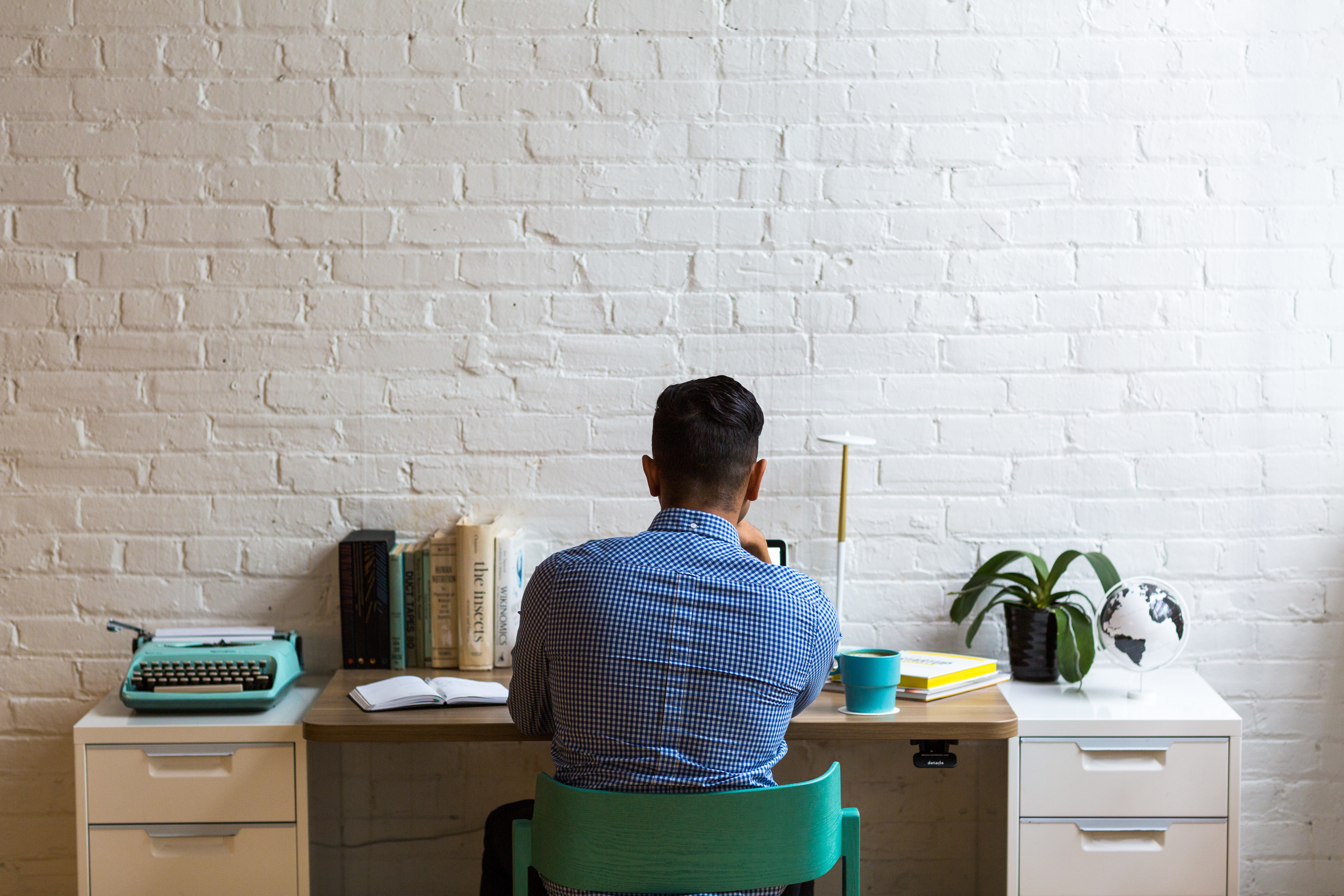 Man Working Desk Office