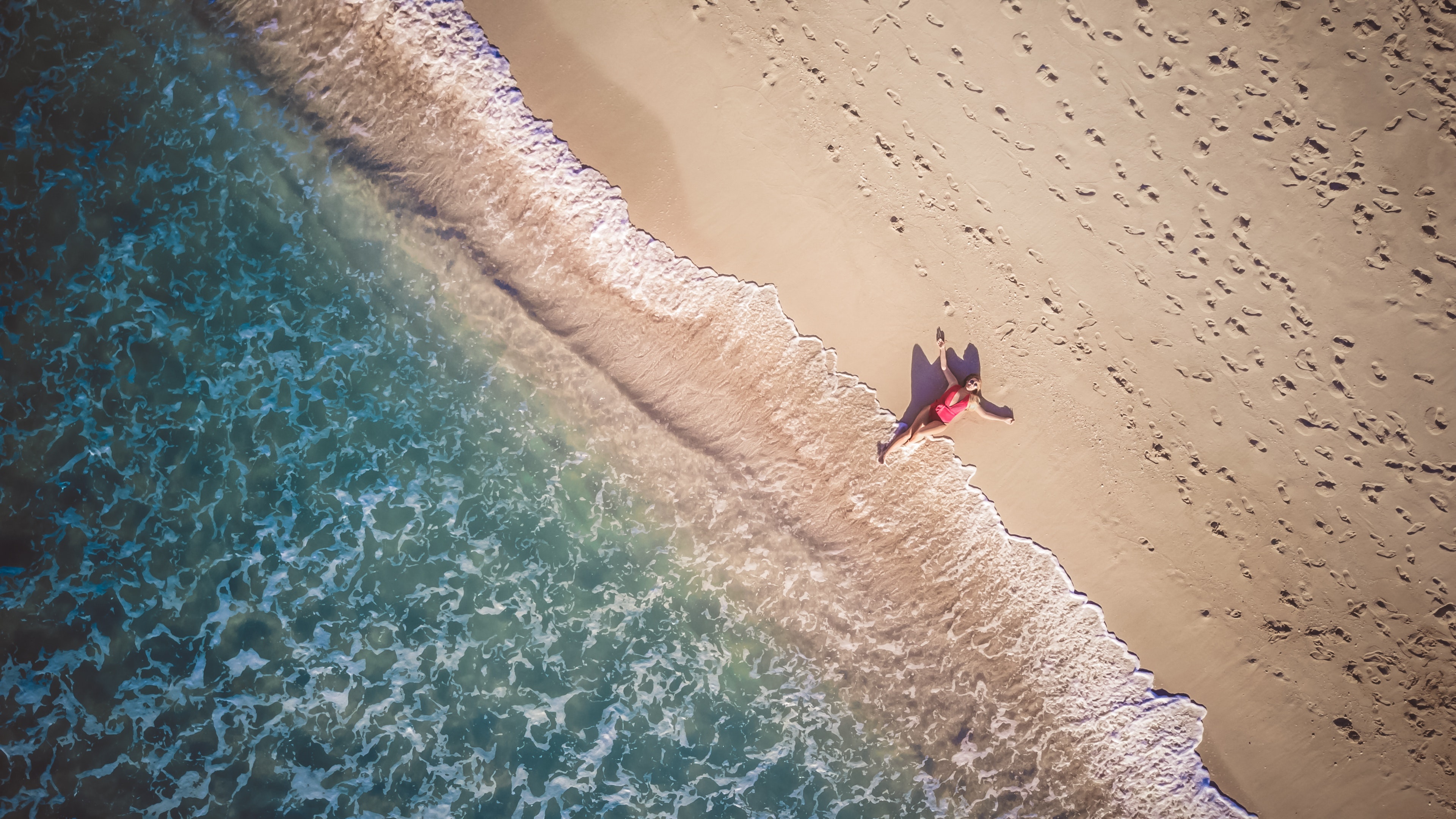 Drone Woman Beach