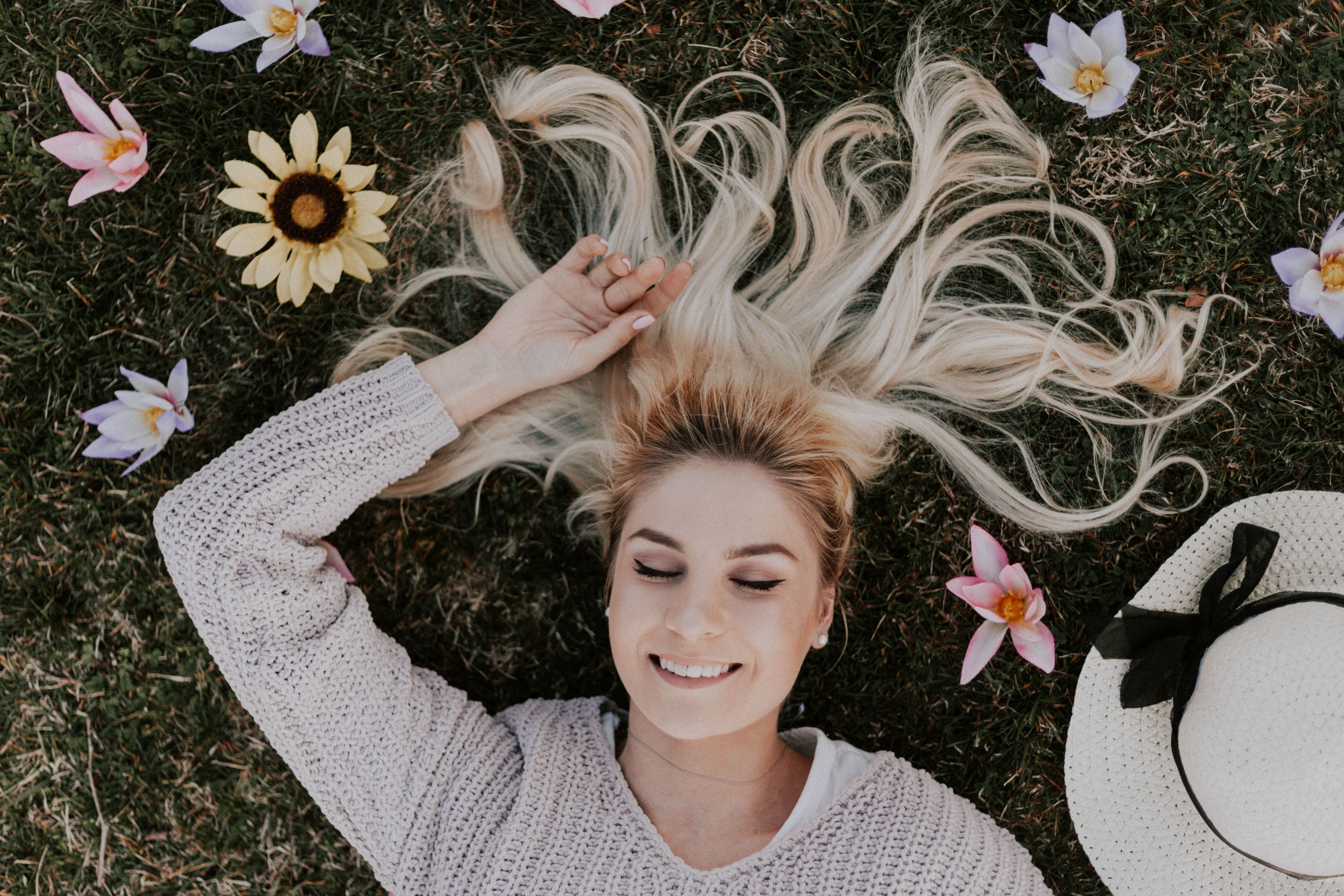 Woman Surrounded Flowers