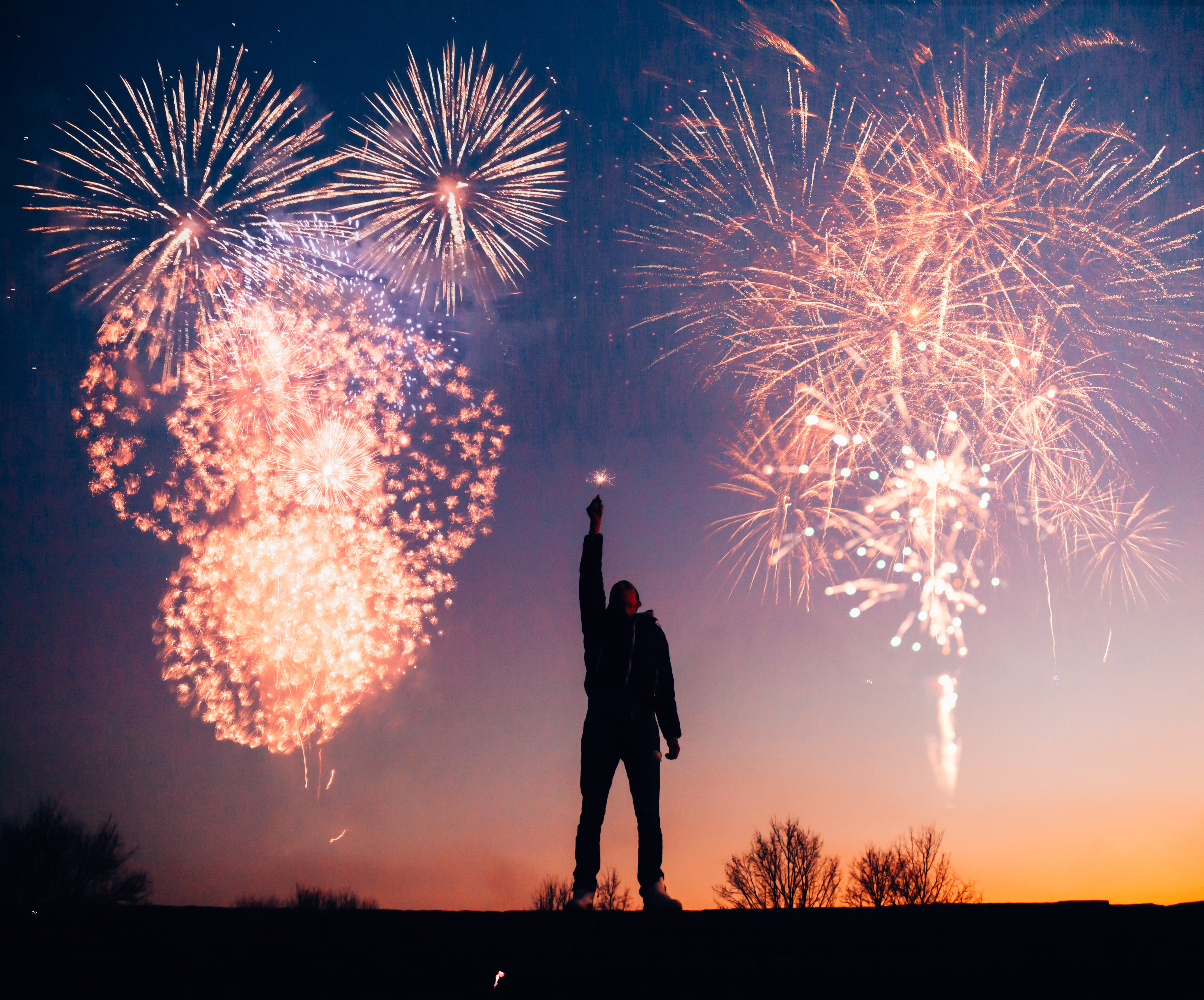 Man Surrounded Fireworks