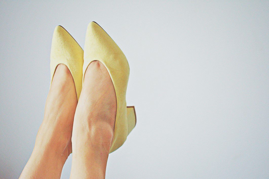 Woman Feet Yellow Shoes