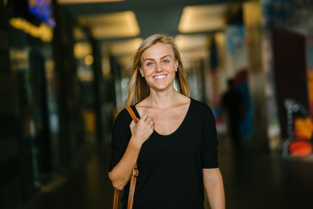 Happy Woman Black Dress