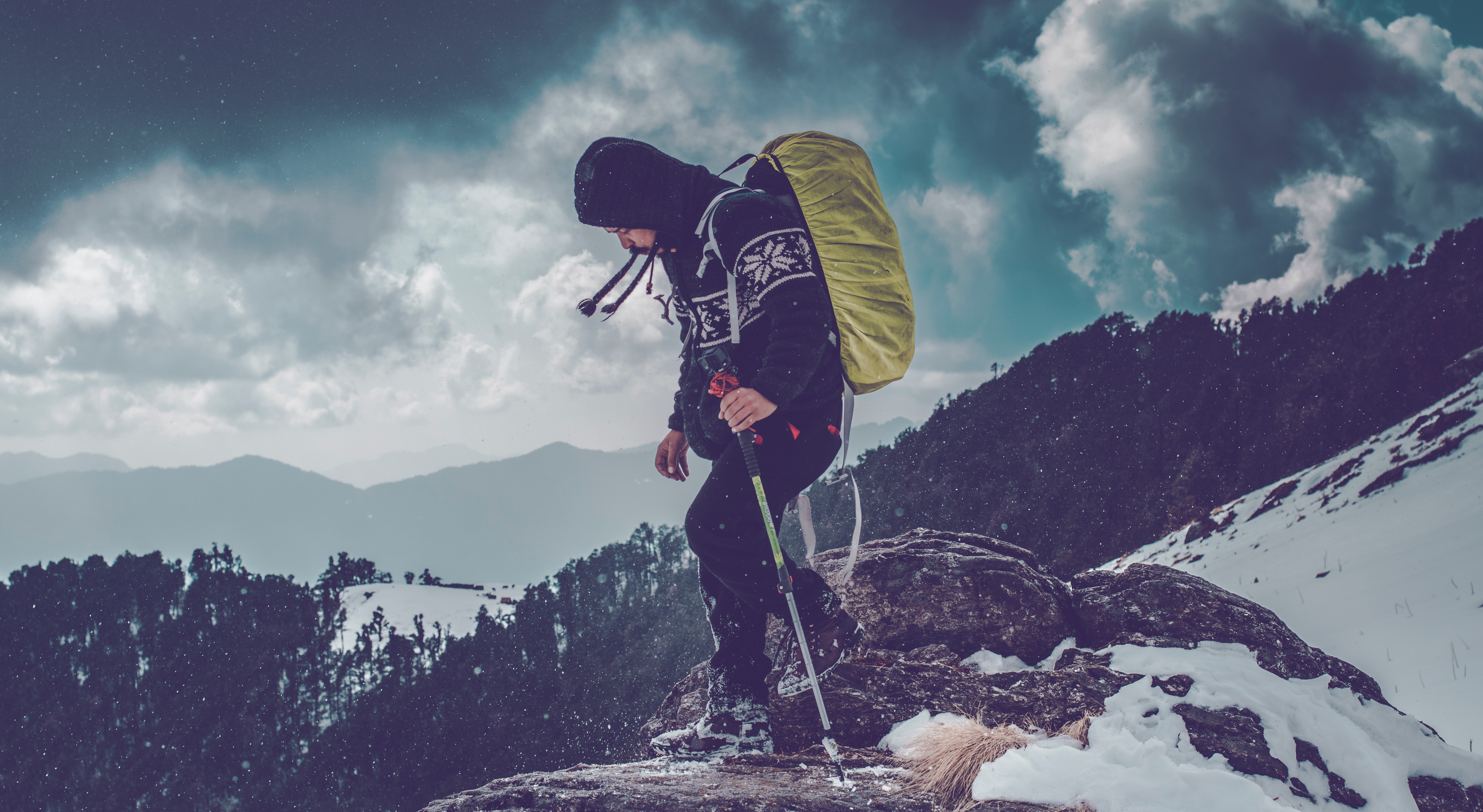 Man Hiking Mountain