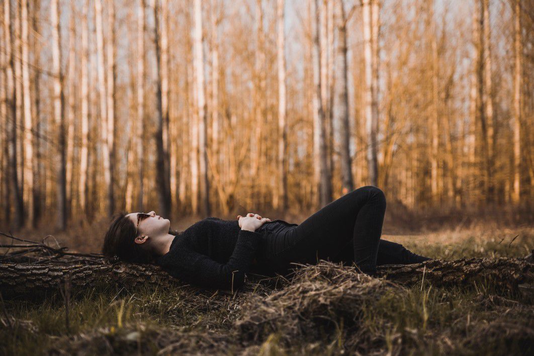 Woman Lying Down Forest