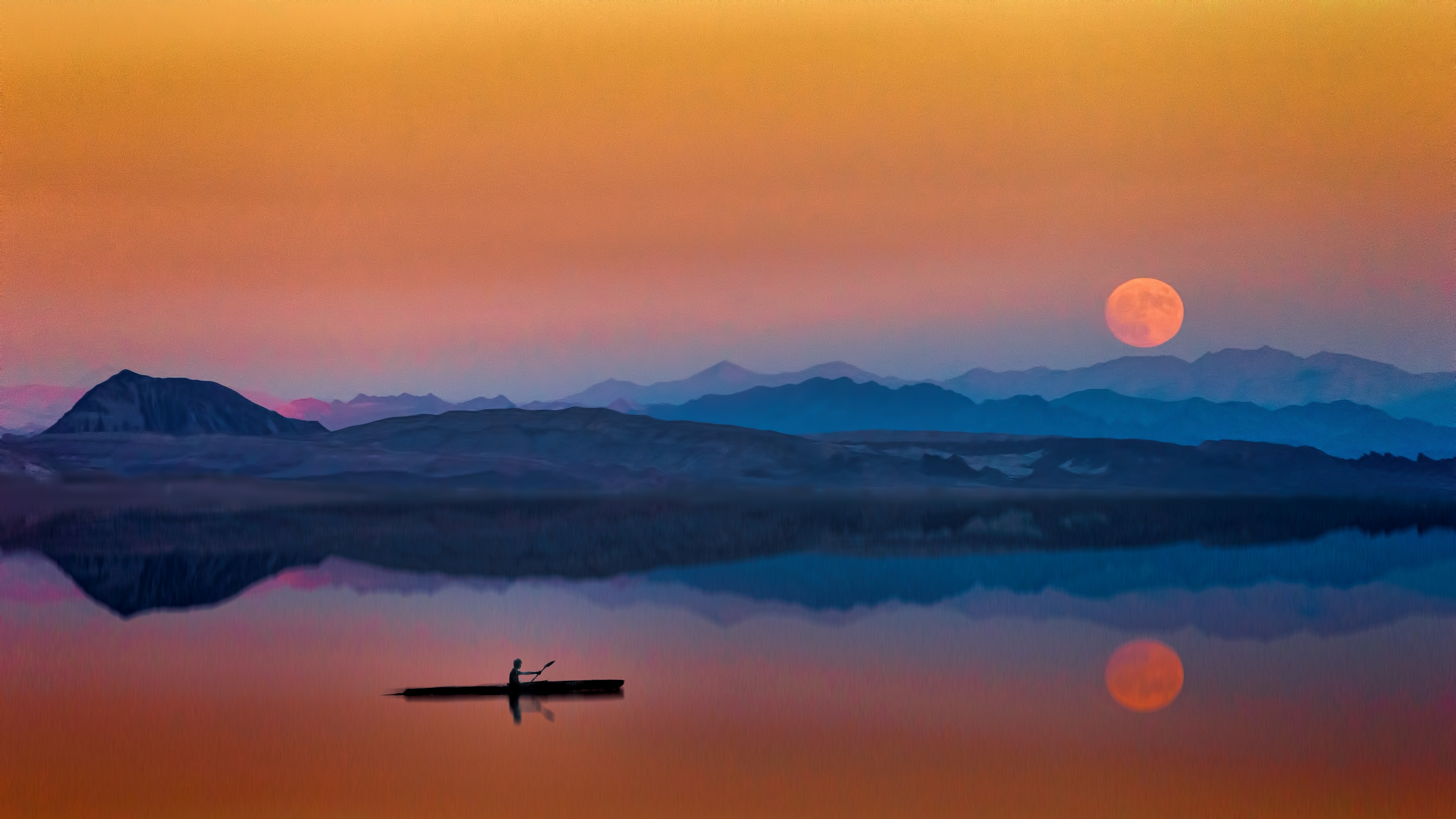 Man Canoe Sunset