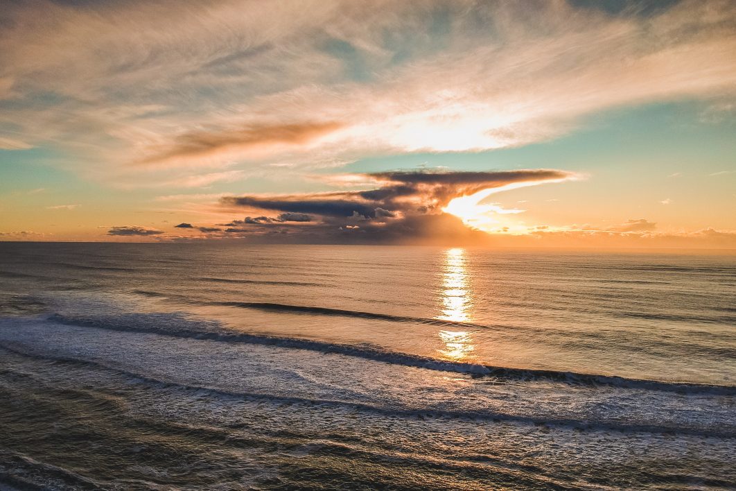 Ocean Sunset With Clouds