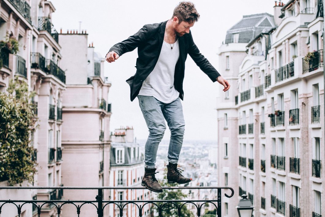 Man on City Railing