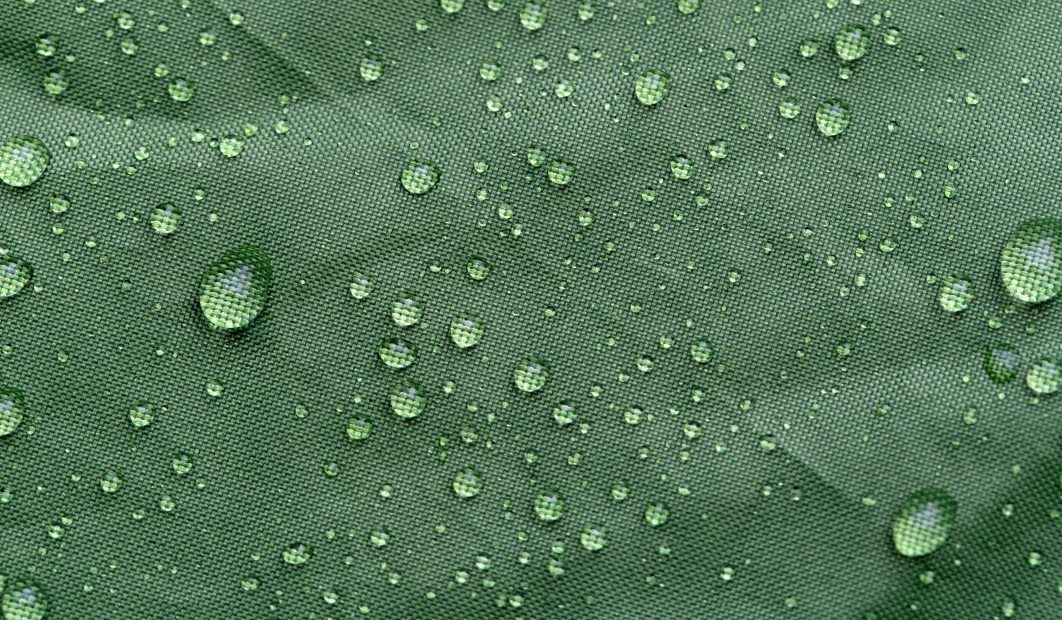 Water Droplets Green Fabric