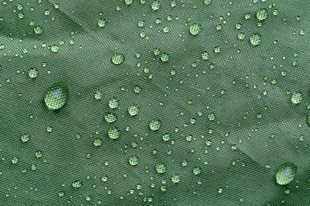 Water Droplets Green Fabric