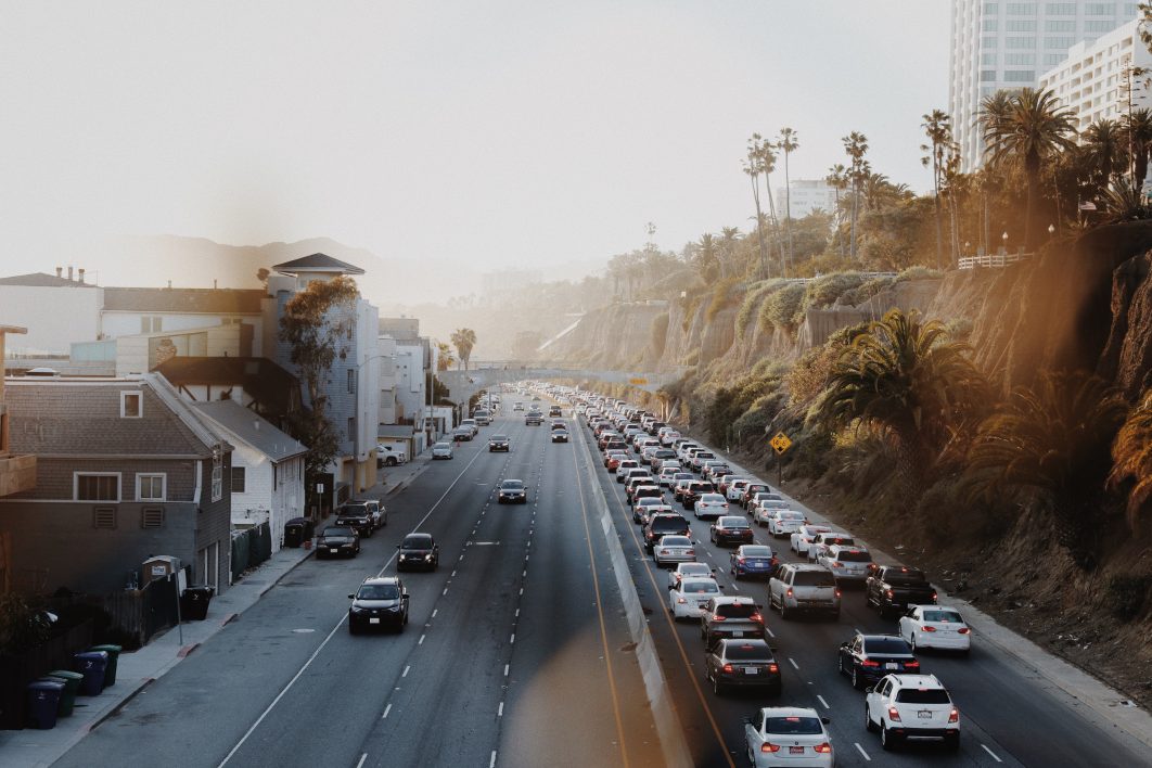 Highway Traffic at Sunset