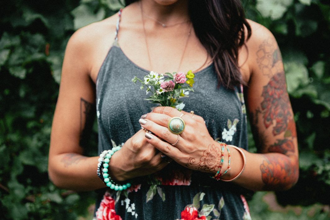 Woman Holding Flowers