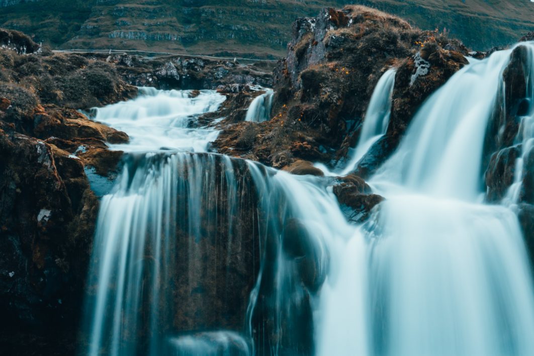 Cloudy Mountain Waterfall