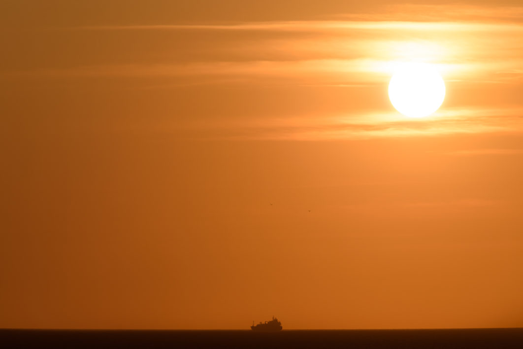 Ocean Sunset Ship