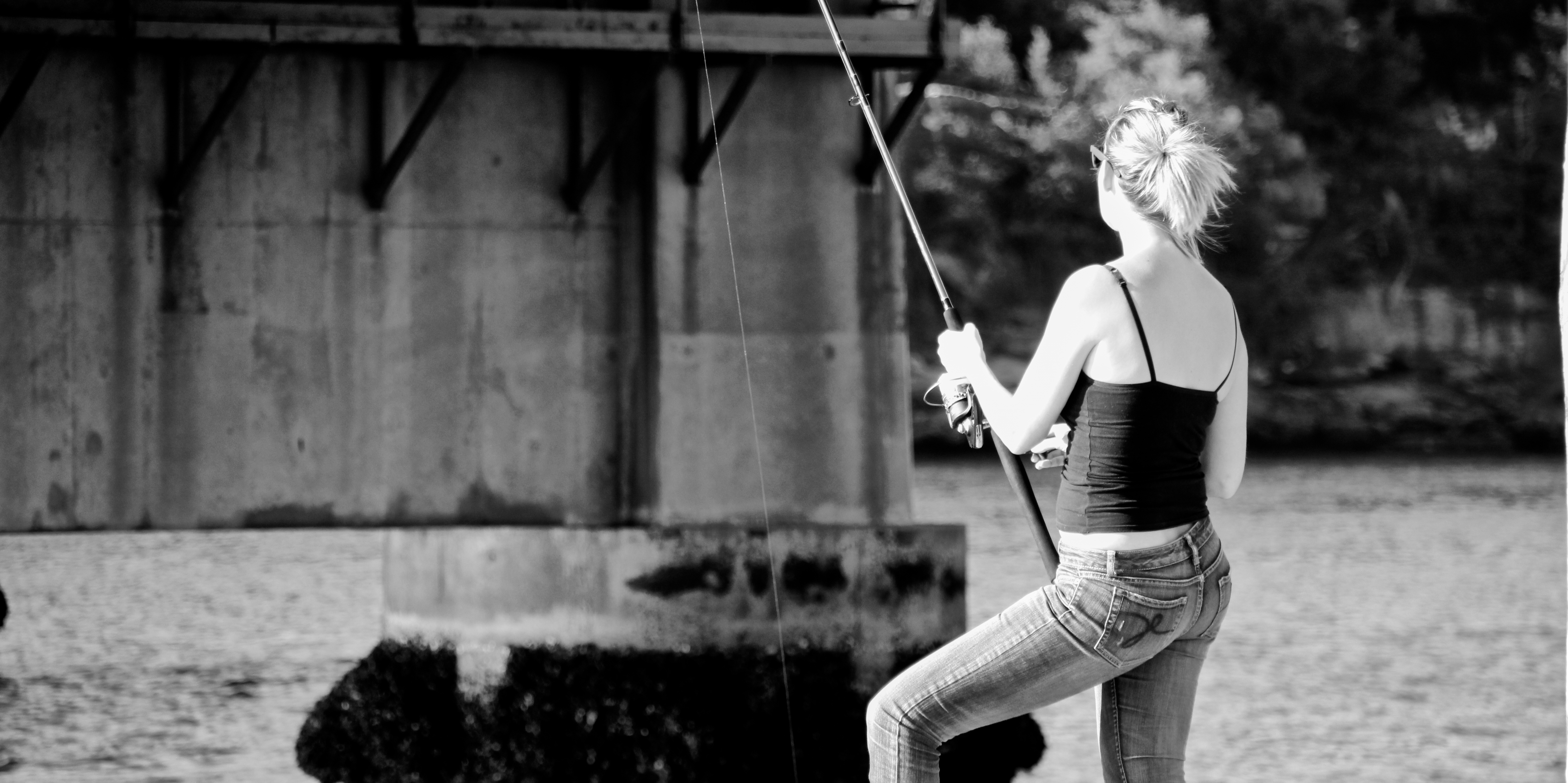 Woman Fishing Person Royalty Free Photo